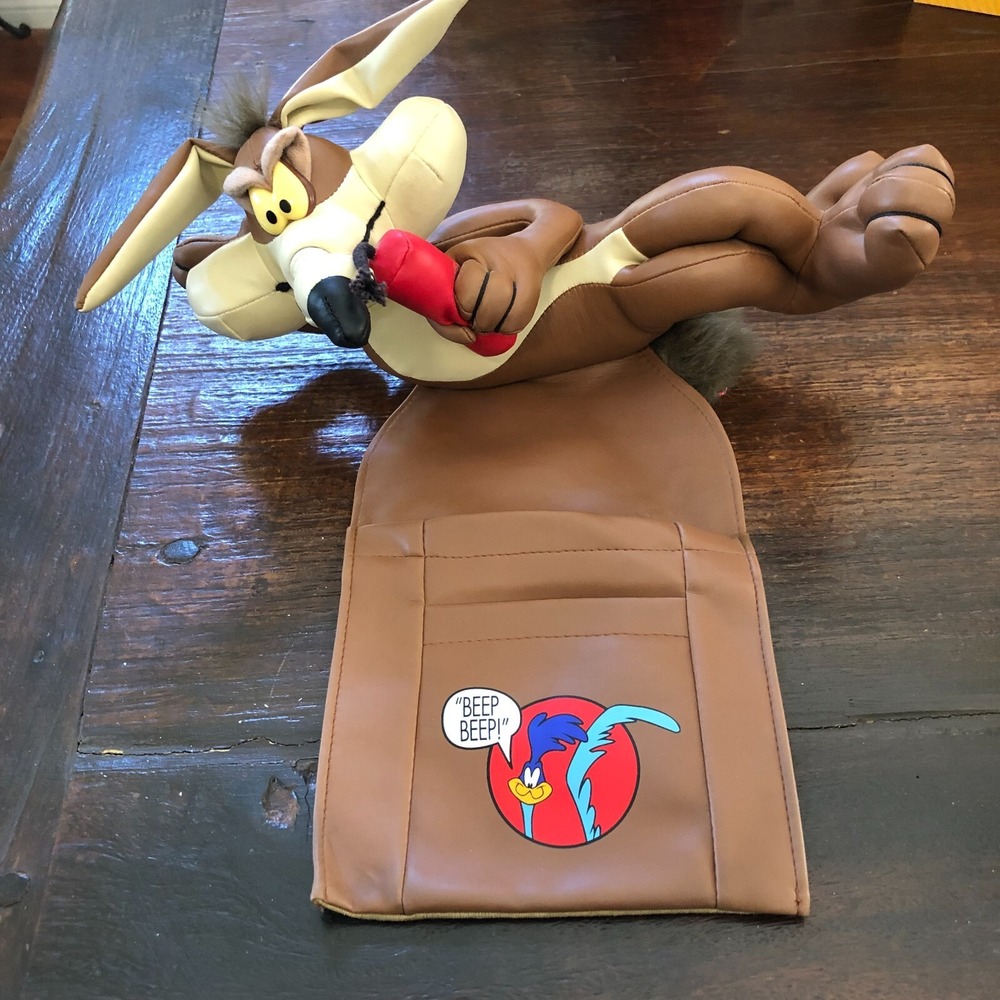 Vintage 1997 Wile E. Coyote 11" Faux Leather Plush Holds TV Controls